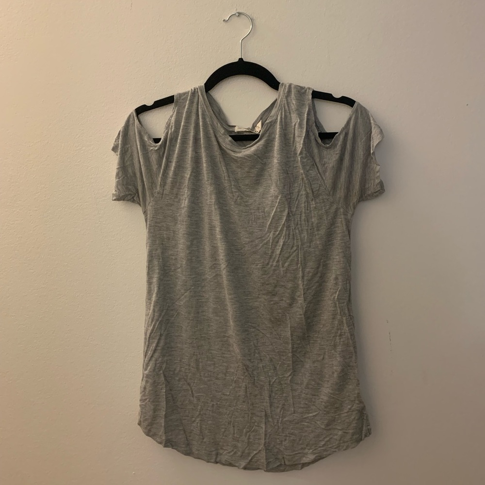 rag & bone cold shoulder gray tshirt